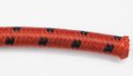 Opletený zapalovací kabel (červený kabel - světle hnědý/černý oplet)