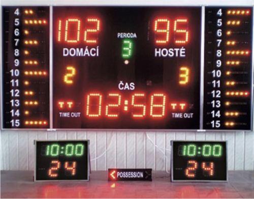 Basketbalová časomiera - svetelná tabuľa - MOSKSPORT B3