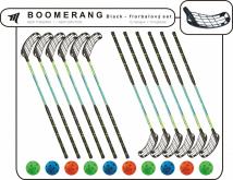 Set MPS Boomerang Black (12 florbalových hokejok)